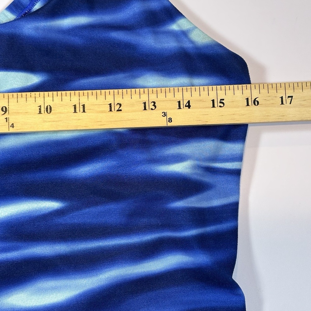 Athleta Tankini Swim Top Womens L Blue Racerback Shelf Bra Crossback Athletic - Picture 12 of 14